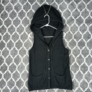 Banana Republic Vest Women Medium Gray Hooded Button Front Sweater